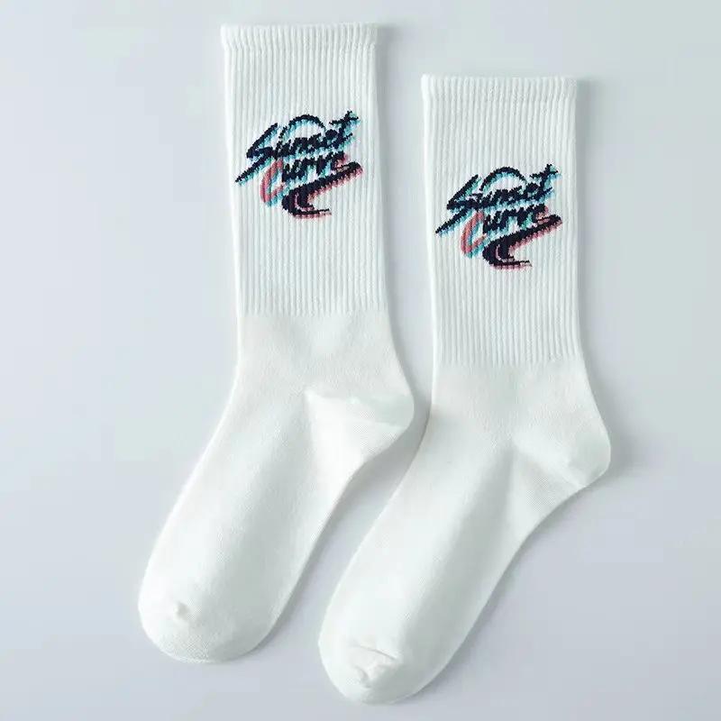 New Cyberpunk Style White Cartoon Gameing Socks for Men and Women Game Over Socks Cotton Women Ins Style Funny Happy Socks