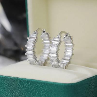 Huitan High-quality Silver Color/Gold Color Earrings Women Wedding Party Hoop Earring Versatile Luxury Cubic Zirconia