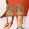 Fashion Women Flats Spring 2025 New Large Size Flat Loafers Shoes Women Knitting Slip-on Square Head Breathable Fashion Shoes for Women