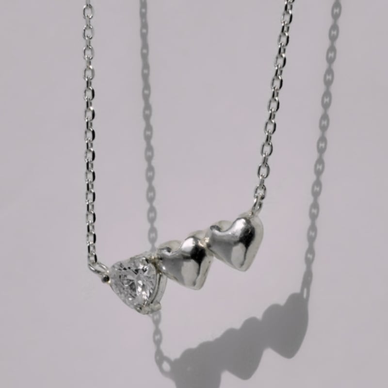 

POSTLUDE [siver] 3 HEART CZ PENDANT N (3 COLORS) BROWN PINK