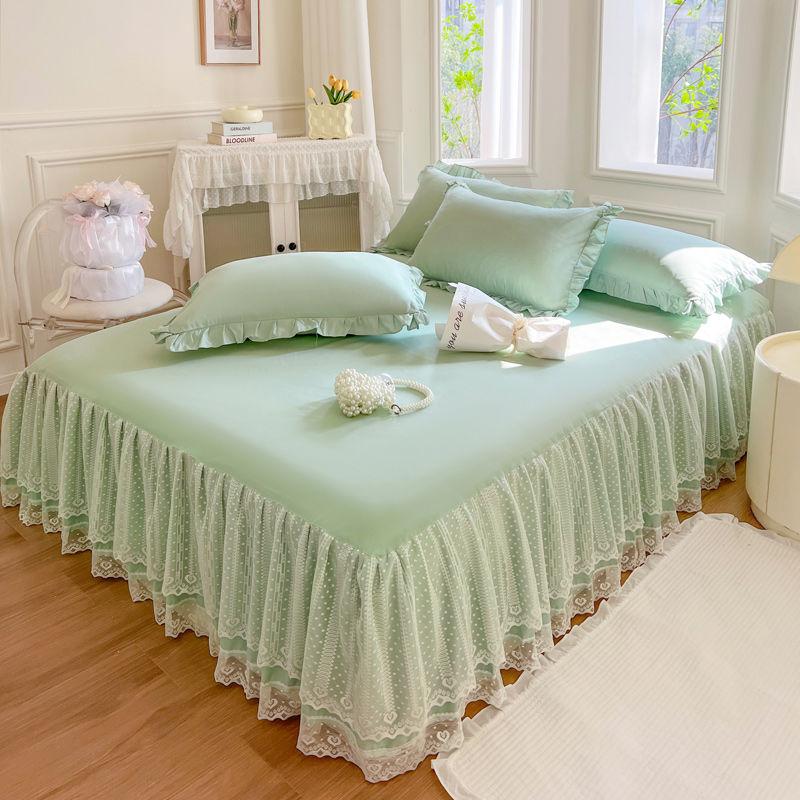 Elastic Bed Ruffles Bed Skirt Soft Comfortable Wrap Around Fade Resistant Bed Cover Without Surface Bed Protector