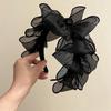 Fascia per capelli a fiocco multistrato in rete nera con pizzo per matrimoni, feste e occasioni formali