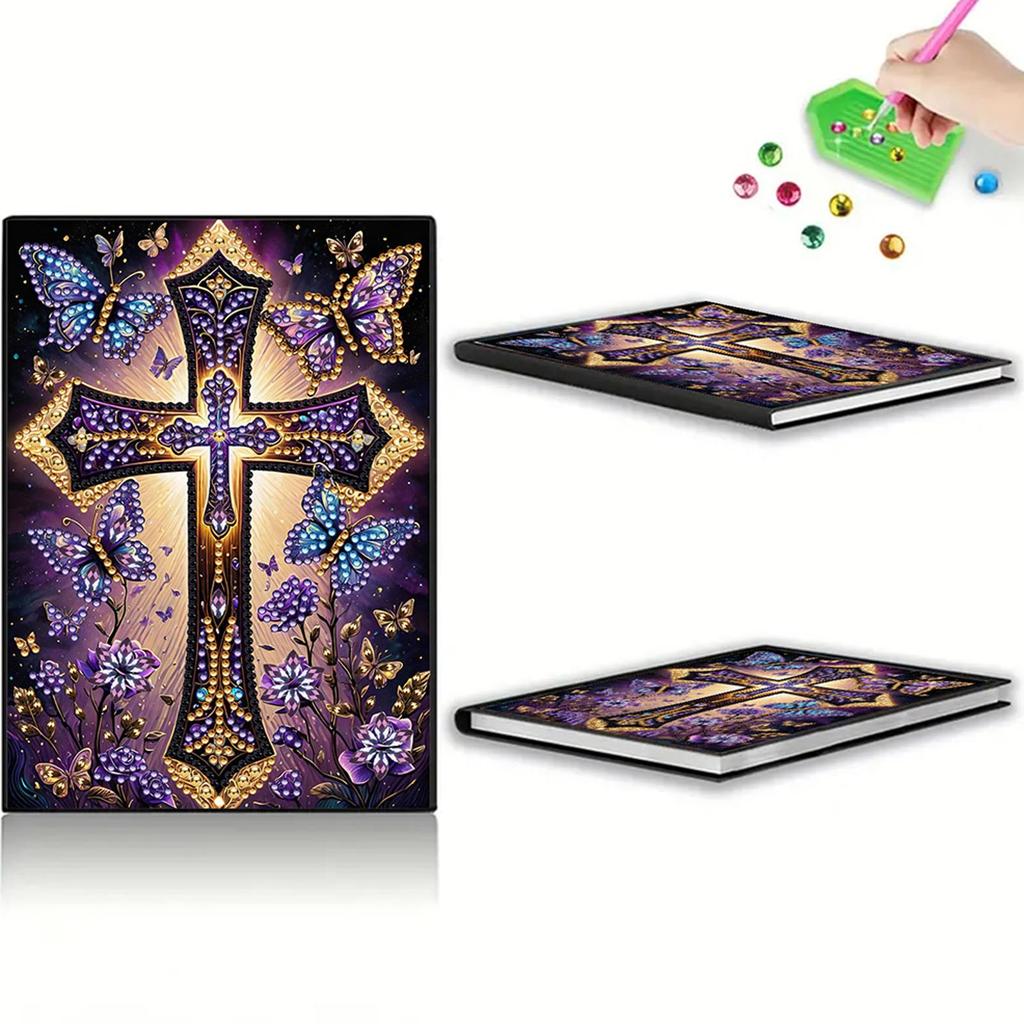 50-Page A5 Size Diamond Painting Diary Book 5D DIY Diamond Art Painting Notebook Kit 50 Pages Crystal Notepad Sketchbook