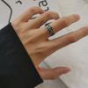 Tide Retro Black Double T Open Ring Female Personality Niche Hip Hop Design Sense Index Finger Ring