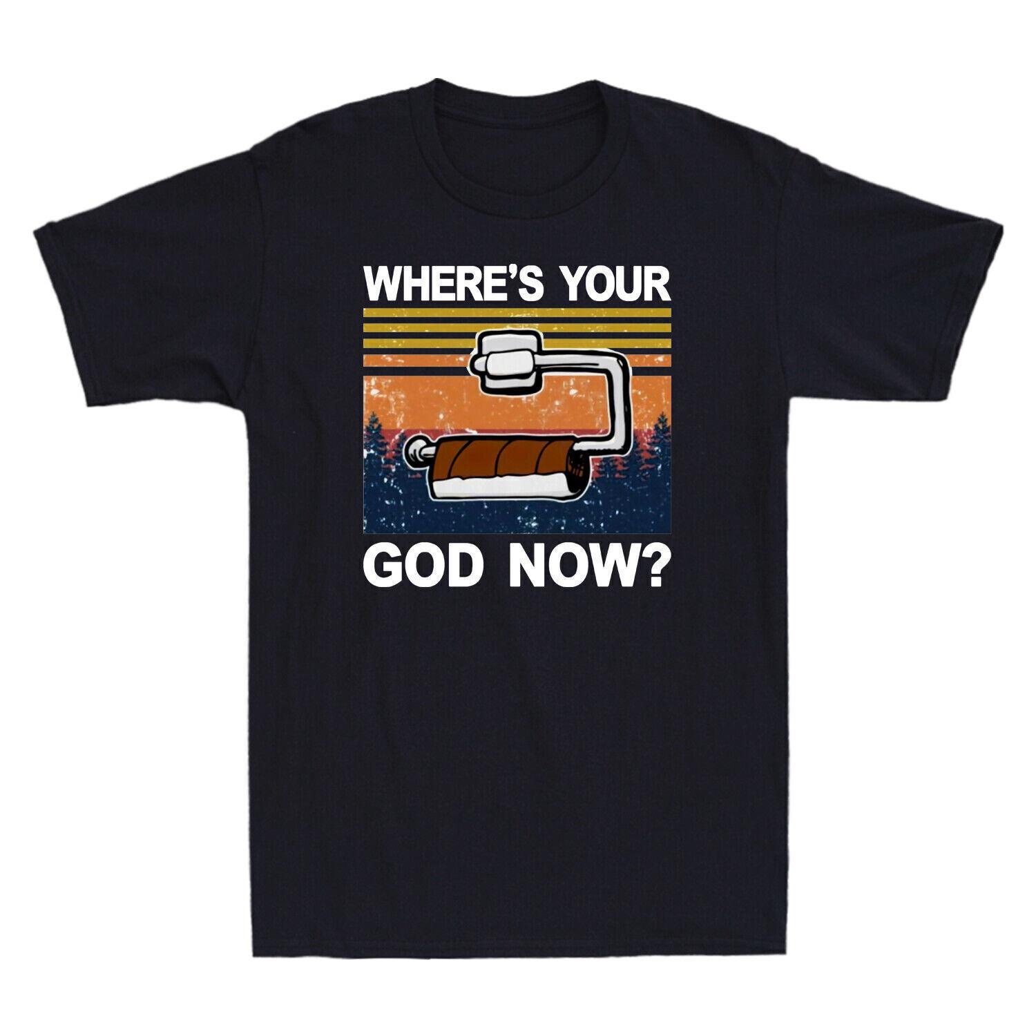 Toilet Paper Where s Your God Now Vintage Retro Men s T-Shirt Top Black Tee S разноцветный