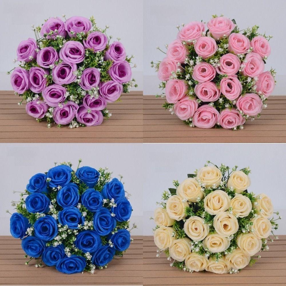 Bride Bouquet Artificial Rose Bouquet DIY Craft Decorative Artificial Rose Wedding Decorations