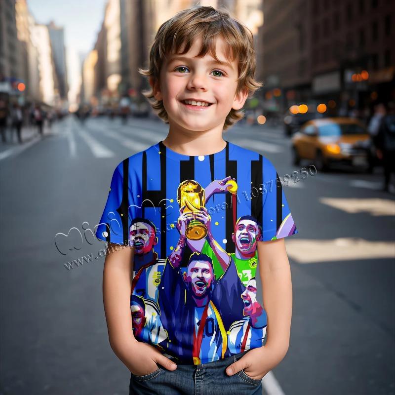 

3D Print Messi Football for 2-14 Years Old Summer 2024 Kids Clothes Cool T-shirts for Children Stich Boys Children s Clothing 100