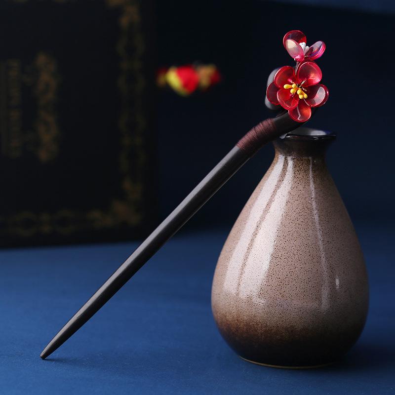 

Оригинальная старинная шпилька для волос с эбеновой глазурью и цветком, женская, с классическим темпераментом, для пучка волос, ручной работы, шаг за шагом, аксессуары для волос, шпилька