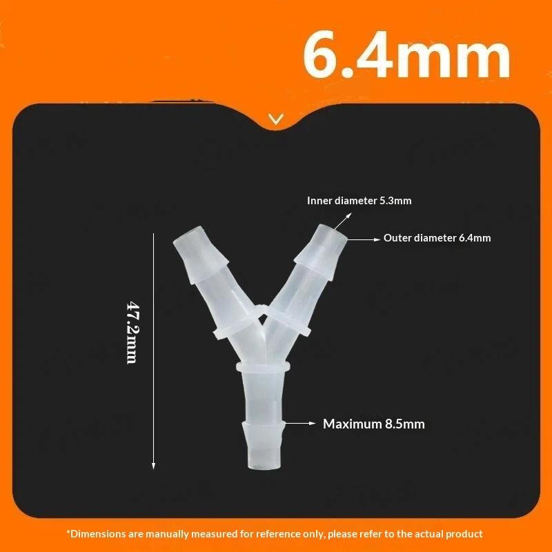 Y-Shaped Three-Way Connector Tee Joint 1.6~6.4Mmwater Divider Polypropylene Pp Plastic Gas Oil Aquarium Hose Pagoda Joint