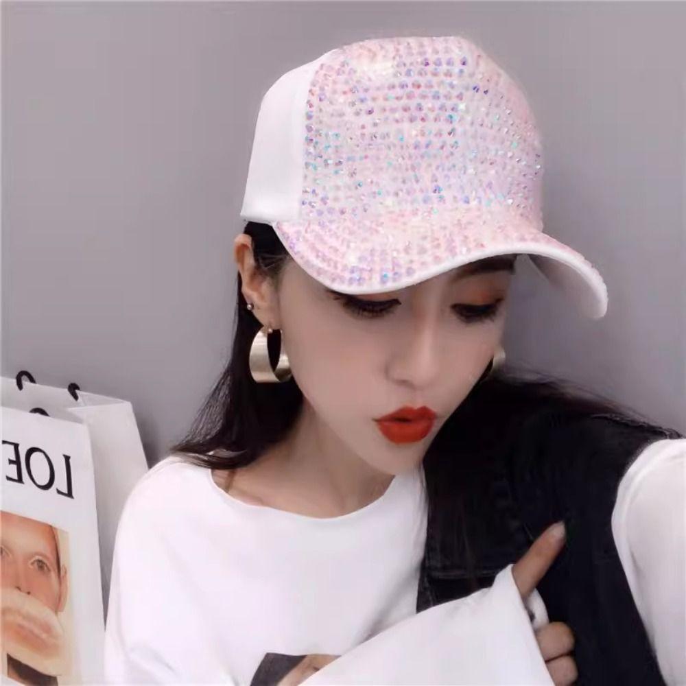 Cotton Sun Hat  Peaked Cap Retro Rhinestones Baseball Cap  Girl