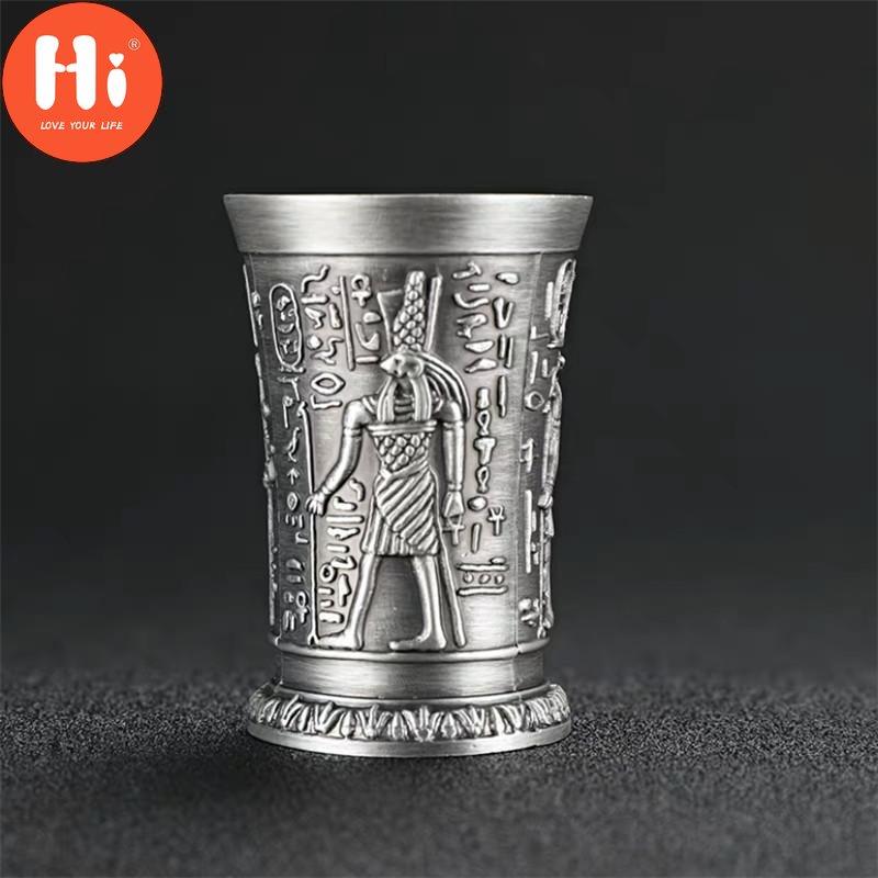 Hi Metal Egyptské sklenice na víno Slitina zinku Koktejlový panák Hrnek na koktejl Starověký Egypt Hrnek na víno Bar Nádobí Craft