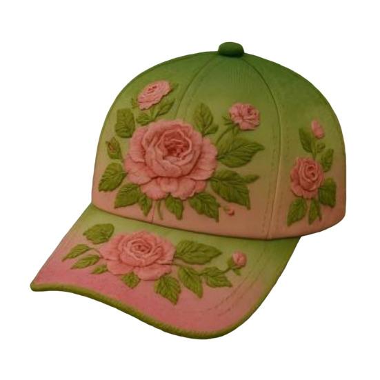 Baseball Hat Embroidery Flower Pattern 3D Printing Retro Sun Protection Summer Cap Hiking Outings Traveling