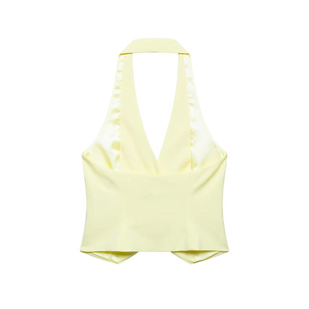Spring 2025 European & American Women's Halter Neck Vest Top + Pants Set