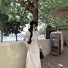 Lotus leaf edge bubble sleeve polka dot dress women's summer new French temperament gentle waist dress