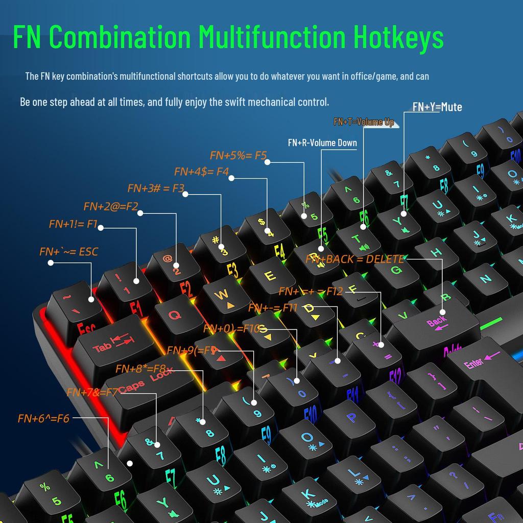 Mekanik Hissiyatlı 61 Tuşlu RGB Kablolu Oyuncu Klavyesi
