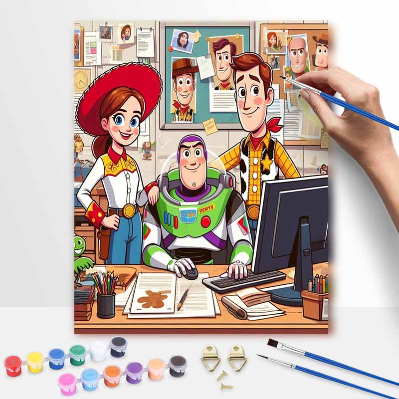 Disney Toy Story painting kit, handmade diy art painting home wall decoration, cute woody buzz jessie office cartoon mural set decor