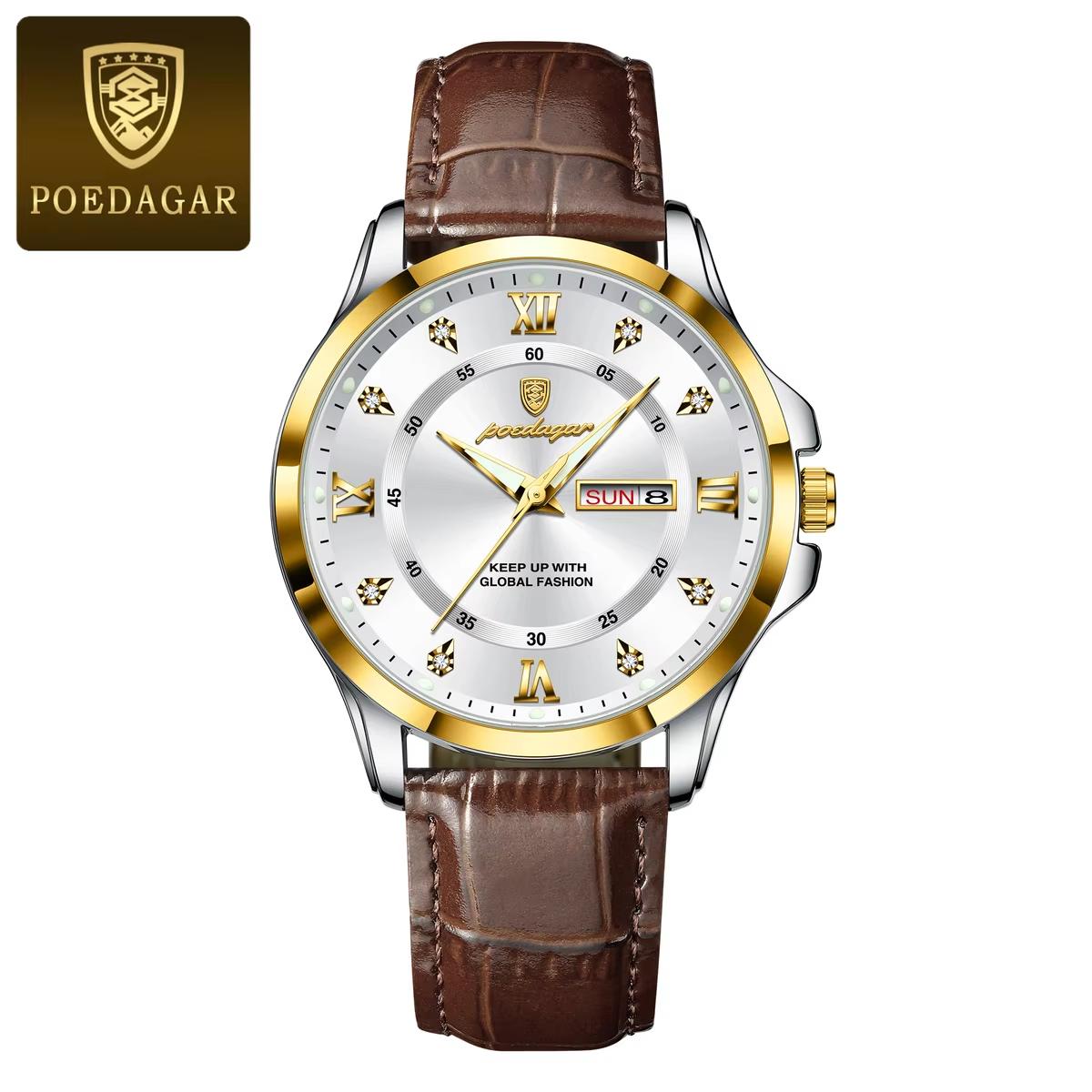855 Luxury Sport Watch Leather Bracelet Mens Watches Waterproof Luminous Quartz Watch for Men 855