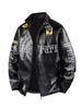 F1 Rennanzug im amerikanischen Stil: Bestickte PPU-Leder-Motorradjacke für den Winter - Unisex