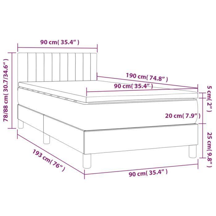 3141395 vidaXL Bed Base and Mattress Light Grey 90x190 Cm Velvet