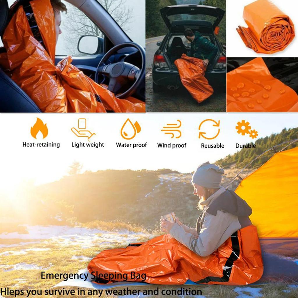 Portable Outdoor Disaster Relief Sleeping Bag Camping Sleeping Bag Warm First Aid Blanket Single-layer Aluminum Foil