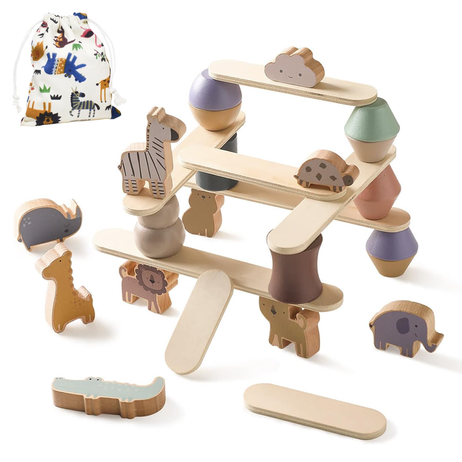 

Shinse Animal Building Balance Stacking Fun Wooden Educational Toy for Montessori Finger Shape Early Boys and Ages and Requires Adult Birthday