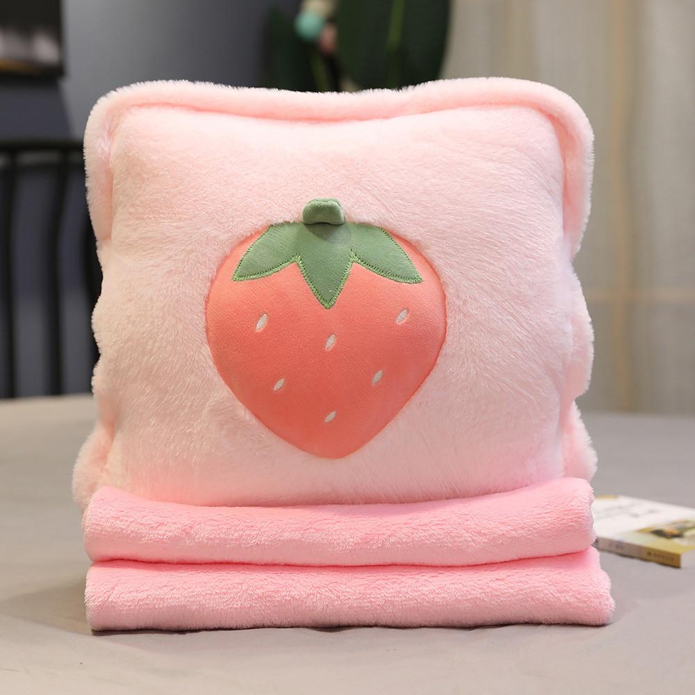 3in1 Fruit Pattern Pillow Blanket Carrot Cactus Pineapple Plush Toy Decoration