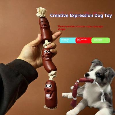 Interactive Sausage Dog Chew Toy Durable Cotton Rope Pet Toy Safe Non Toxic For Dog Teeth Cleaning And Boredom Relief Toy