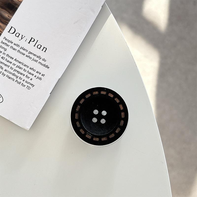 Retro Wooden Button Magnetic Phone Holder with Airbag Finger Grip