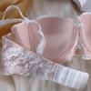 Women Sexy Lace Push Up Bra Small Chest Gathered Soft Steel Ring Anti Sagging Adjustment Half Cup Bra Underwear