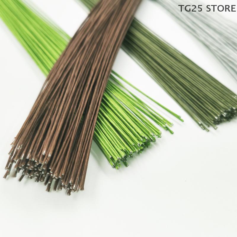 100Pcs 40cm DIY Floral Material Green Flower Wire Stems Artificial Wire Stem Accessoies Wedding Home Decor