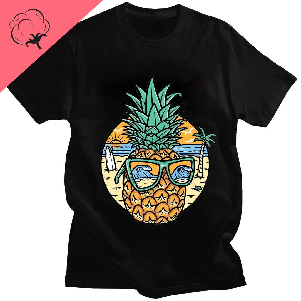 Novelty Short Sleeve Crew Neck T-shirt Boys Girls Pineapple Pizza T-shirt Hawaiian Pizza Is A Delicious Cotton T-shirt