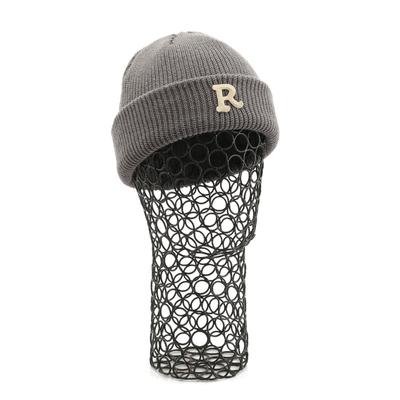 Z10 Autumn and Winter Solid Color Letter R Crimped Knitted Hat Outdoor Cycling Warm and Cold Ear Protection Wool Hat