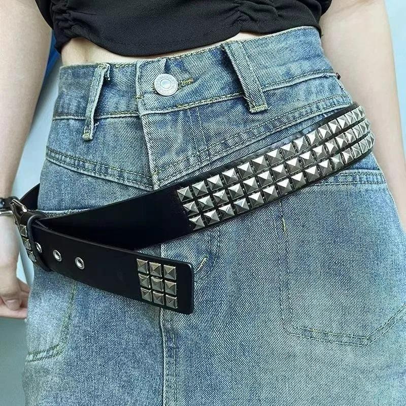 2026 Fashion Rivet Belt for Men Women Studded Belt Punk Rock With Pin Buckle Drop Shipping Black Waistband Jeans Accessories