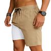 Gym Men's Summer Vacation Two Piece Double Layer Fitness Speed Drying Exercise Slow Running Function Casual Drawstring Shorts
