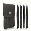 4PCS/Set Stainless Steel Hair Removal Tweezers Pointed Tip Eyelash Tweezers Facial Hair Removal