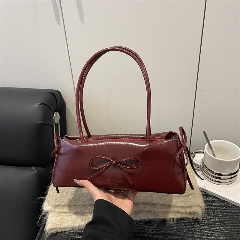 Women Korean Style Bow Design Underarm Bag Fashion Versatile Single Shoulder Handbag For Daily Commute