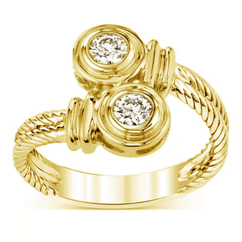 Huitan Cord Unique Design Women Ring Personality Party Fashion Accessories Inlaid Brilliant CZ Delicate Daily Chic Lady Zircon