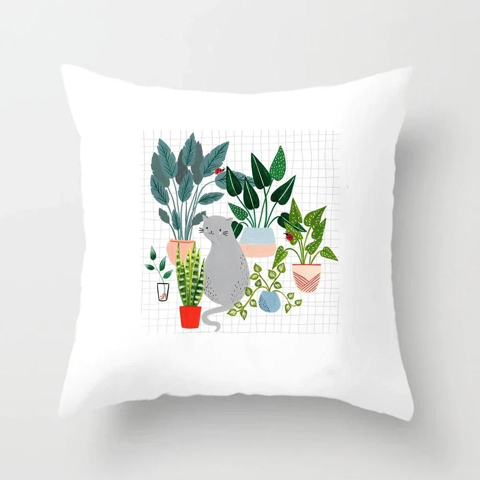 Plant Pattern Pillowcase Office Living Room Car Ornaments Home Pillowcase