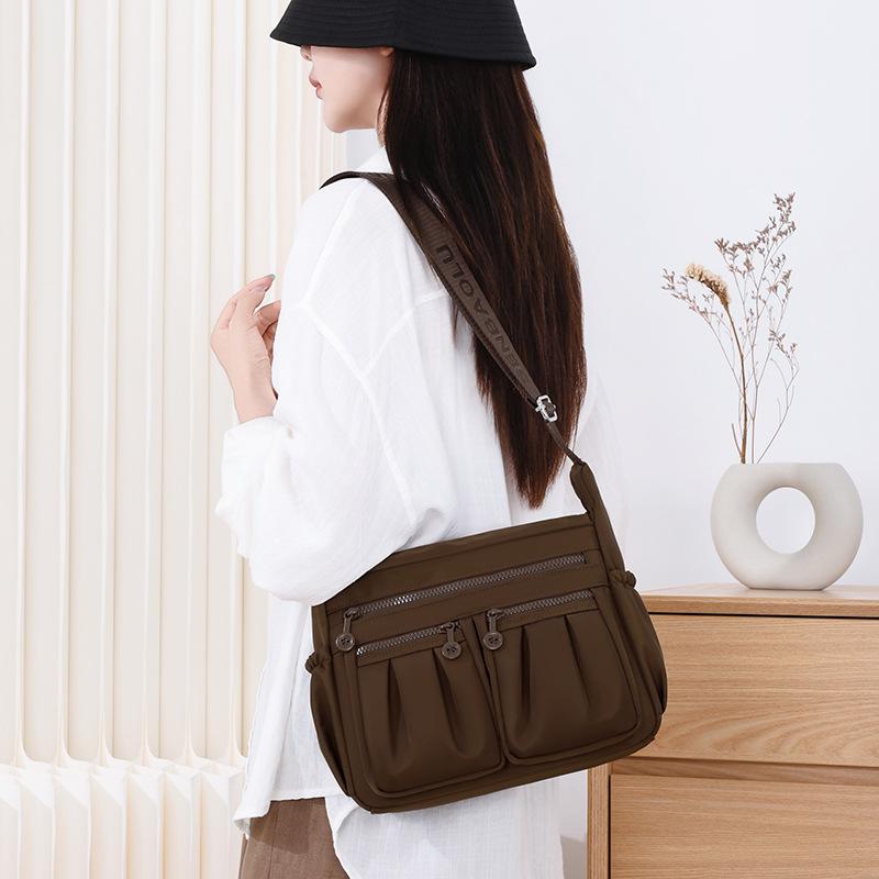 New Trendy One-Shoulder Crossbody Shopping Bag Multi-Compartment Casual Middle-Aged Mother Bag Nylon Cloth Women'S Bag