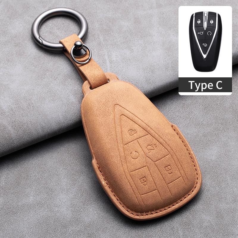 Leather Car Key Case Cover Fob For Changan CS35PLUS CS35 Plus CS55 PLUS CS75 PLUS Eado UNI-T UNI K Oushang X5 X7 EV 2019-2025