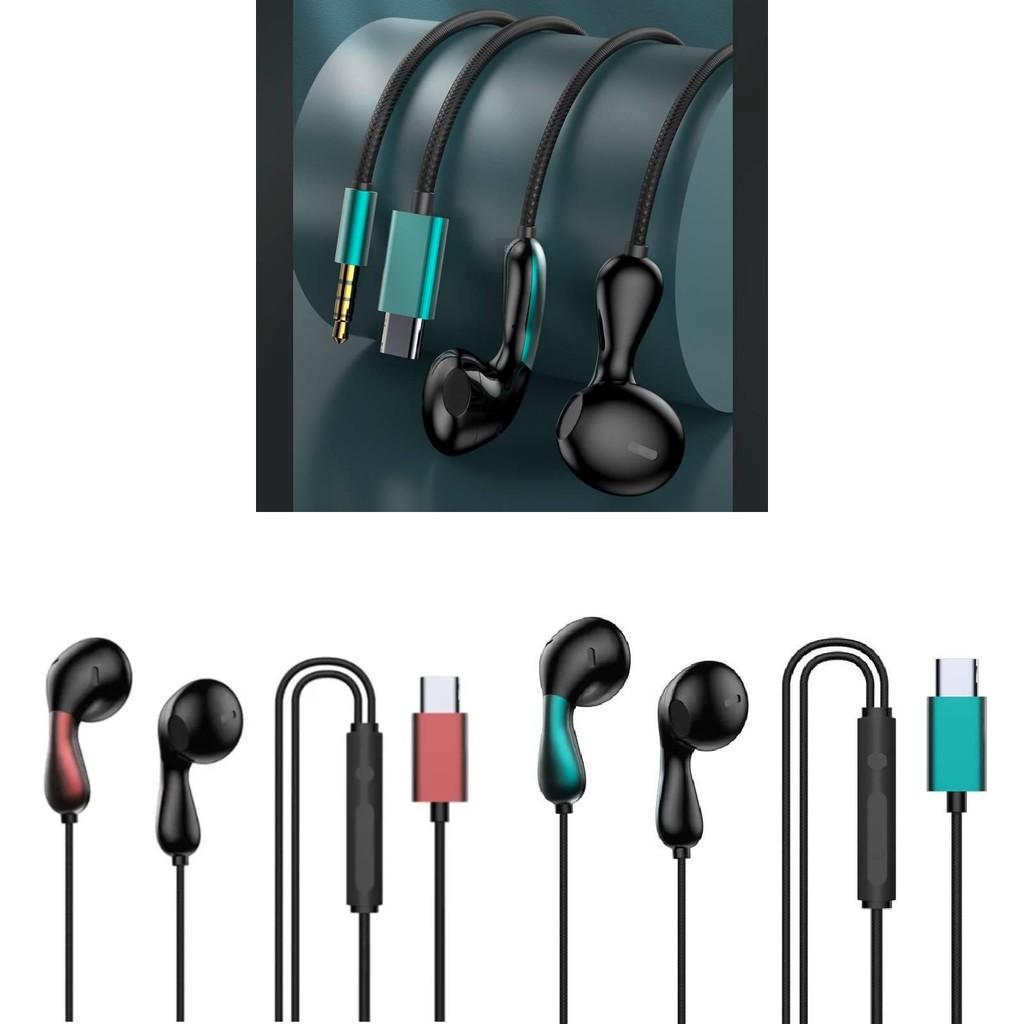 Typec Earphones Inear Gaming Wired Headset Microphone Red Green Esports Sound