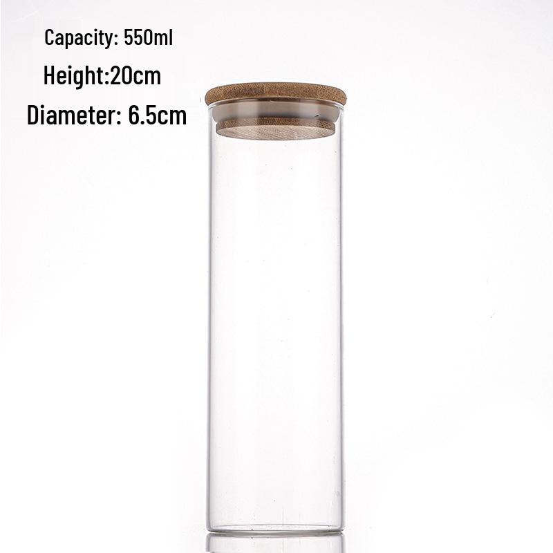 65mm Straight-Mouth Glass Tube Bottle for Tea Storage, Antiques, or Buddhist Beads Display with Lid