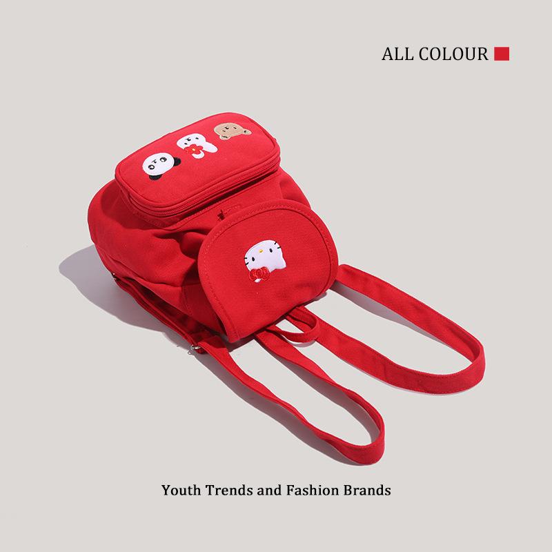 Homemade medieval big cartoon cat sweet canvas backpack cute cartoon large capacity schoolbag niche new