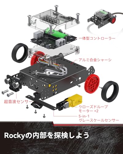 WhalesBot Rocky Programmable Robot Toy for Kids Ages 8+, Assembly, Scratch/Python/C Coding, STEM Education, Educational Toy with Remote Control, Elect
