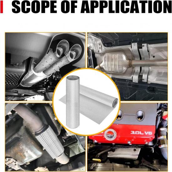 Exhaust Heat Shield Automotive Embossed Aluminum Heat Shield Muffler Exhaust Wrap, 15" X 39"