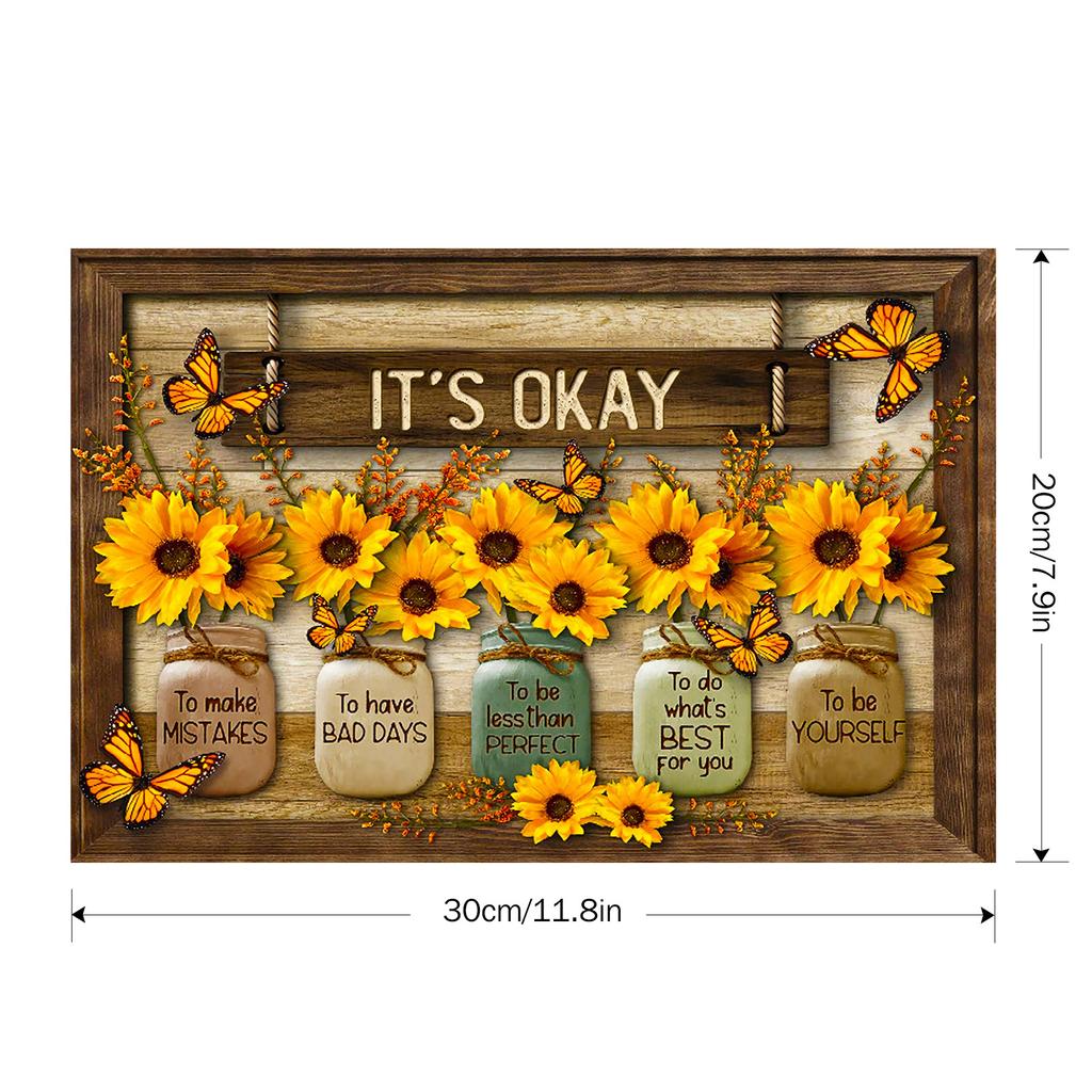 Sunflower Canvas Painting  IT'S OKAY Posters And Prints For Living Room Bedroom Wall Art Pictures Decor New Year Gift For Her/Him