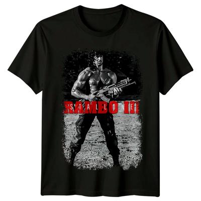 Rambo III (1988) T-Shirt Ispirata a Locandina Film Eroe d'Azione Retrò Unisex