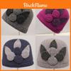 Wollstrickmütze für Damen mit vierblättrigem Muster Wintermode Kopfbedeckung