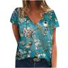 Summer V-neck 3D Bird Printed Top Fashionable Casual Short Sleeved Women's T-shirts