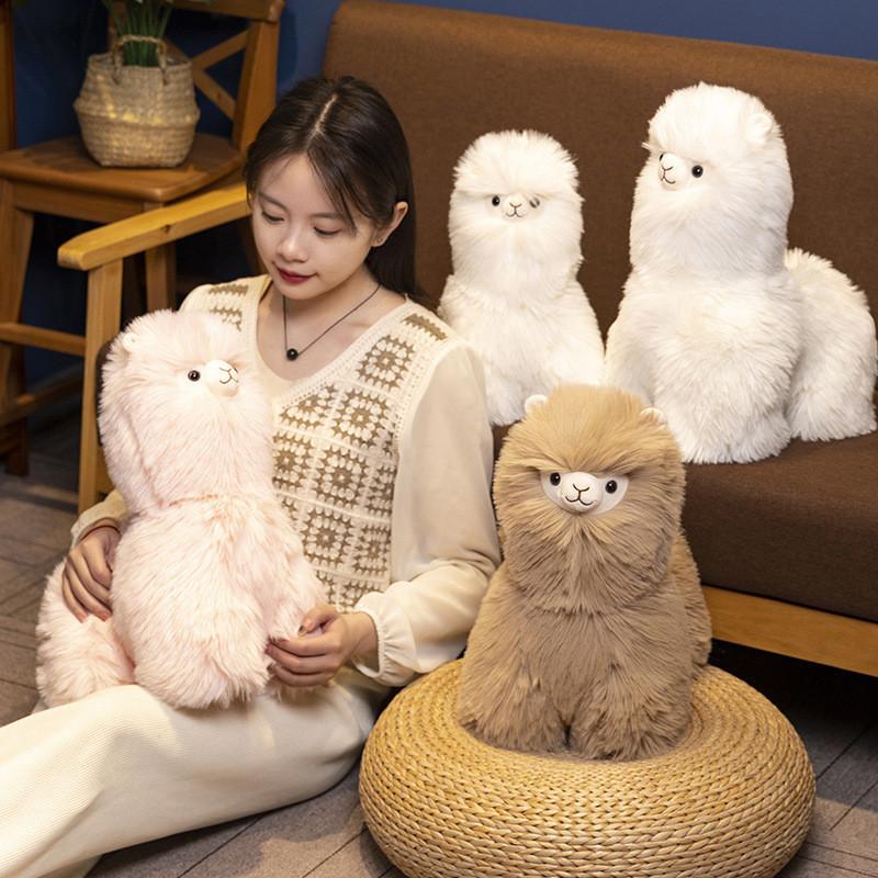 Cute Fluffy Alpaca Plush Toy White Brown Pink Purple Sofa Cushion Gift 40cm/50cm/80cm